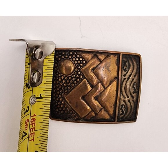 Vintage Copper-Tone Mountain & Fish Scene Brooch Pin Native American Artisan - Picture 4 of 4